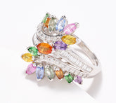 Effy Blooming Beauty Multi-Gemstone & Diamond Ring, 14K Gold, Sz 8